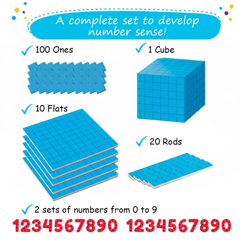 Simply magic 153 PCS Jumbo Magnetic Base Ten Blocks - Place Value Blocks - Math Manipulatives K-3 for Elementary Classroom, Number Blocks, Math Counters for Kids, Counting Cubes, Base 10 for 1st 2nd 3rd Grade - Image 3